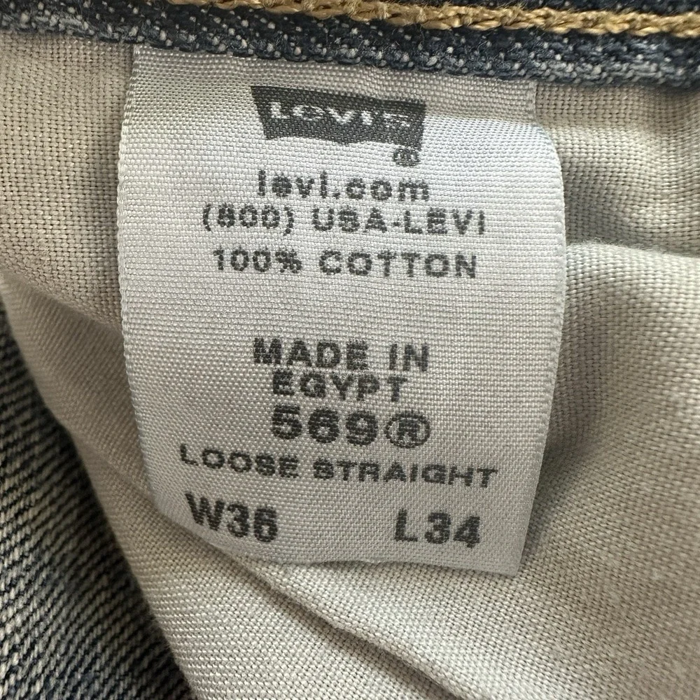 Levis 569 Loose Straight Jeans Mens 36x34 Blue Medium Wash Denim Baggy Y2K 2000s
